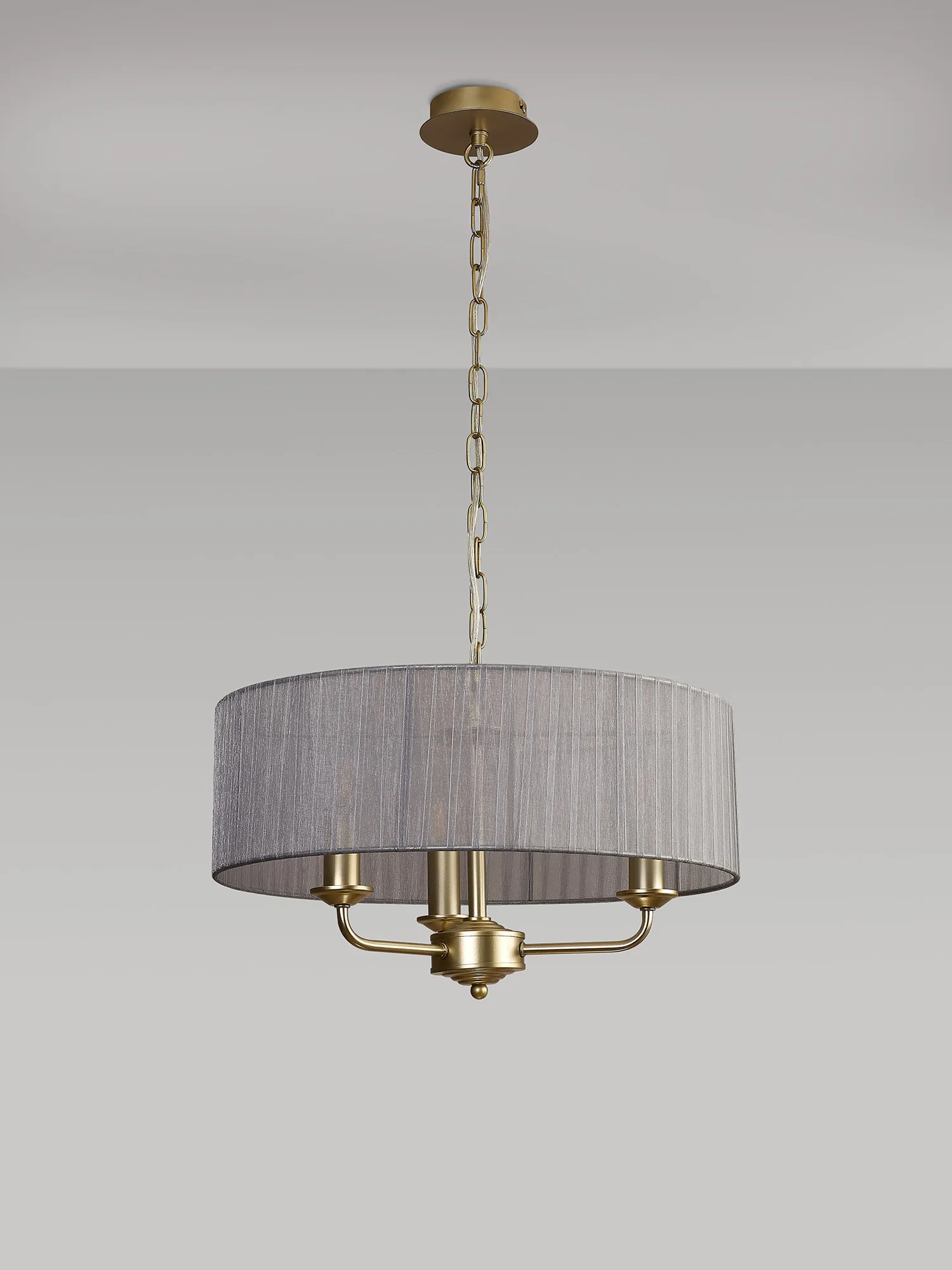 Banyan 45cm 3 Light Pendant Champagne Gold; Grey DK0965  Deco Banyan CG GR